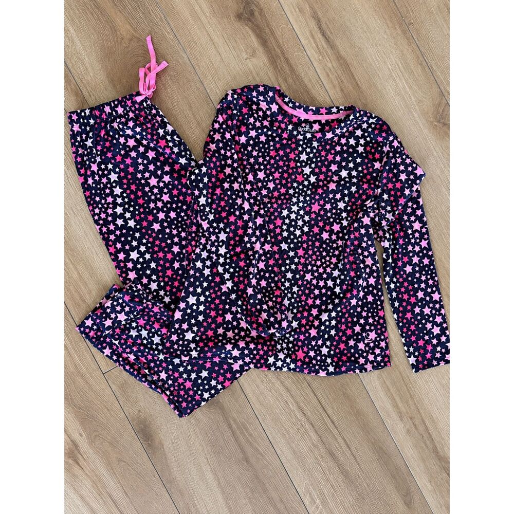 Cuddl Duds Star Print Pajama Set Women’s Small Navy Pink White NWT